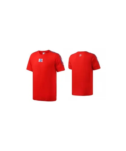 Puma 90s Retro Tape Short Sleeve T-Shirt Top Tee Red Mens 579516 04
