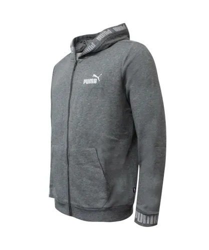 Puma Amplified Hooded Jacket Mens Grey Casual Track Top 844792 03 Textile