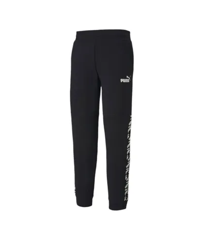 Puma Amplified Track Pants Taped Logo Black Joggers - Mens Textile