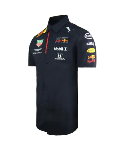 Puma Aston Martin Red Bull Racing Team F1 Short Sleeve Mens Shirt 762883 01 - Blue Cotton