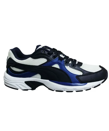 Puma Axis Plus 90s White Navy Blue Low Lace Up Mens Running Trainers 370287 04 - Multicolour Textile