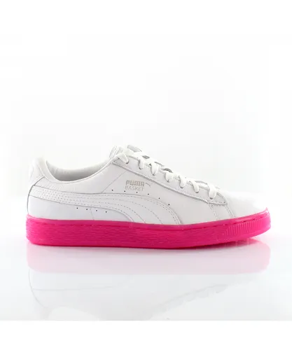 Puma Basket Classic Mono Ice Ref White Leather Womens Trainers 363117 01 Leather (archived)
