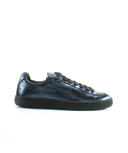 Puma Basket Creepers Black Leather Womens Lace Up Trainers 362057 02