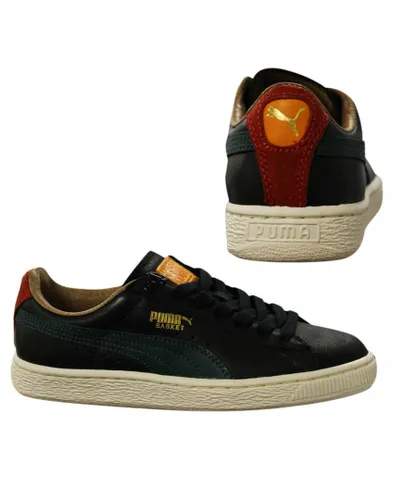 Puma Basket MMQ Lace Up Leather Textile Mens Black Trainers 355551 02 B73A Leather (archived)