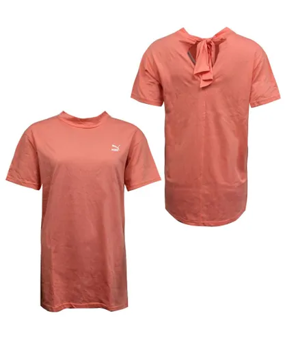 Puma Bow Elongated Womens T-Shirt Tee Short Sleeve Top Shell Pink 850236 11 A56E