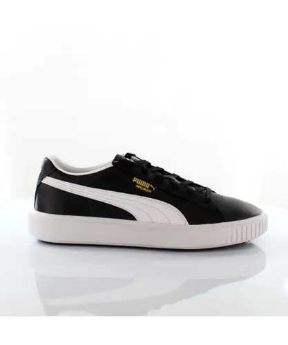 Puma Breaker Leather Low Top Mens Lace Up Trainers Black 366078 01