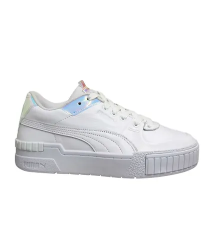 Puma Cali Sport Glow White Leather Low Lace Up Womens Trainers 373083 01