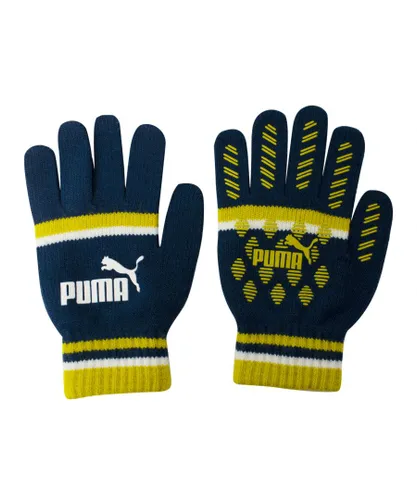 Puma Cat Magic Big Logo Winter Mens Gloves Teal Yellow 041678 02 - Blue Textile