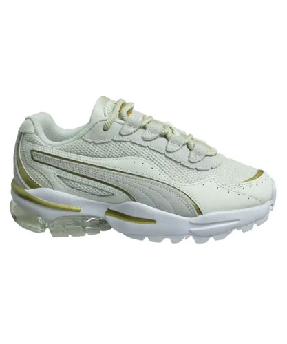 Puma CELL Stellar Soft White Leather Low Lace Up Womens Trainers 370948 02