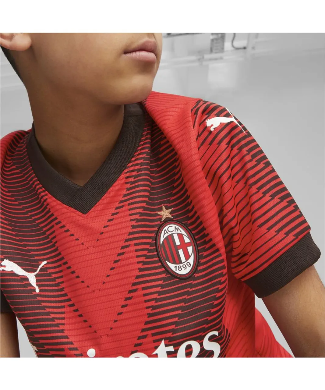 Puma Childrens Unisex AC Milan 23/24 Home Jersey - Red