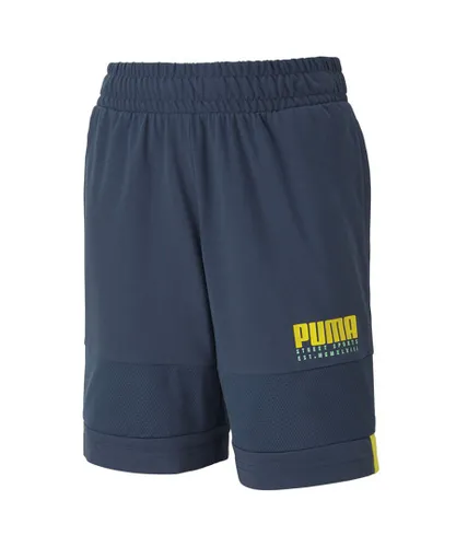 Puma Childrens Unisex Alpha Jersey Stretch Waist Bottoms Blue Kids Shorts 581277 43 Cotton