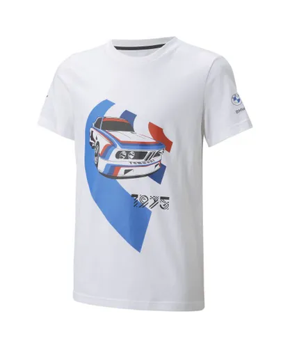 Puma Childrens Unisex BMW M Motorsport Vintage Car Youth T-Shirt Tee Top Kids - White Cotton