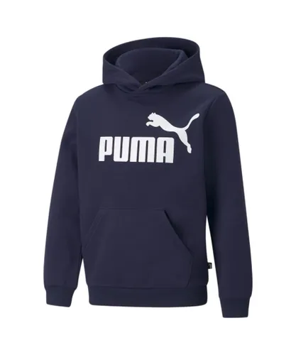 Puma Childrens Unisex Essentials Big Logo Youth Hoodie - Blue Cotton