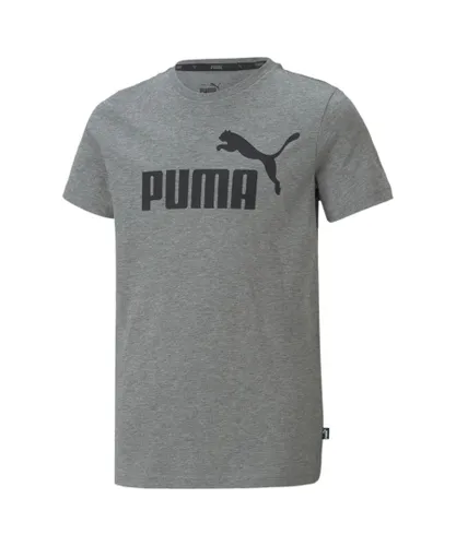 Puma Childrens Unisex Essentials Logo Youth T-Shirt - Grey Cotton