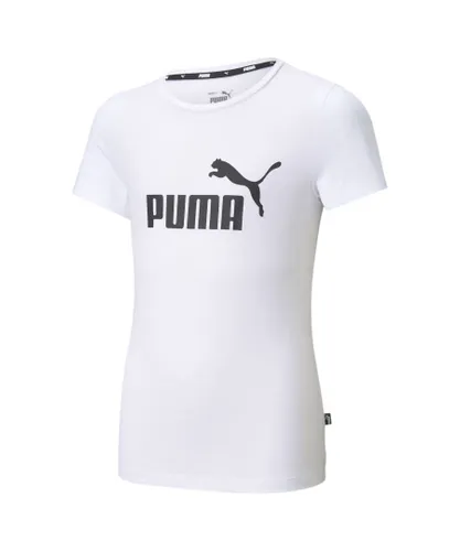Puma Childrens Unisex Essentials Logo Youth Tee - White Cotton