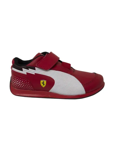 Puma Childrens Unisex Evo Speed Kids Red Leather Low Hook And Loop Trainers 304212 01