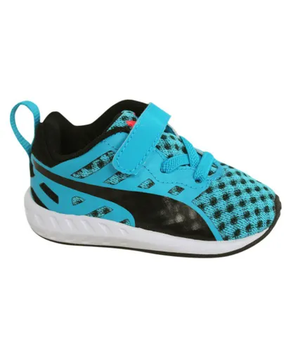 Puma Childrens Unisex Flare Lace Up With Strap Infants Blue Black Trainers 188595 01 B16A Textile