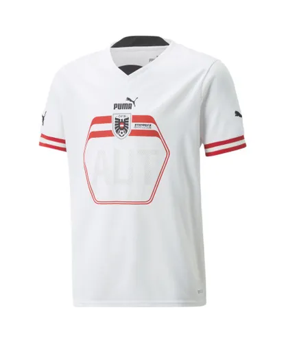 Puma Childrens Unisex Kids Austria Away 22/23 Replica Jersey - White Polyester recycled