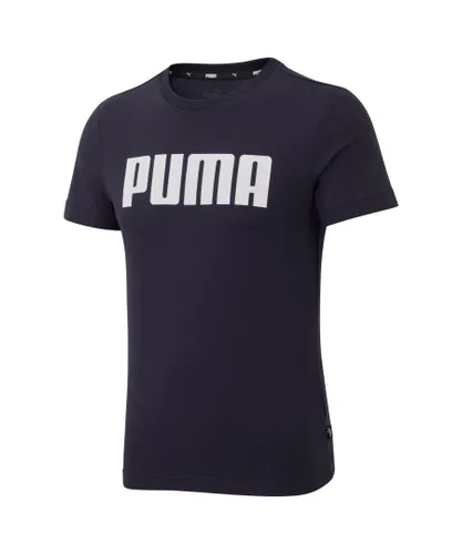 Puma Childrens Unisex Kids Boys Girls Essentials Youth Tee T-Shirt - Navy Cotton