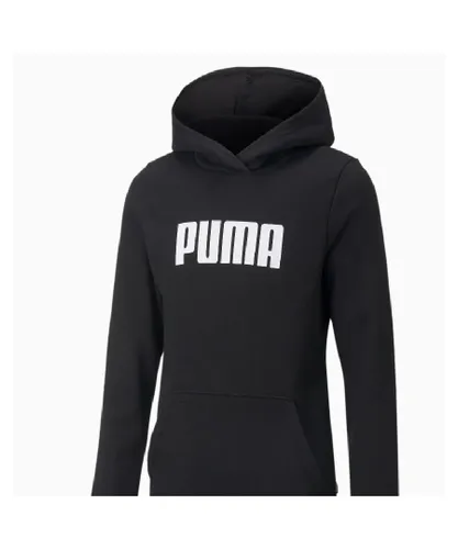 Puma Childrens Unisex Kids Essentials Full-Length Youth Hoodie Hooded Top - Black Cotton