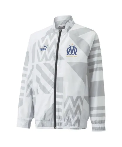 Puma Childrens Unisex Kids Olympique de Marseille Football Prematch Jacket Youth - White