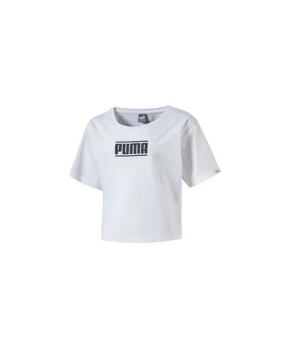 Puma Childrens Unisex Kids Style Tee Girls Cropped Top T Shirt White 594963 02 RW85 Textile