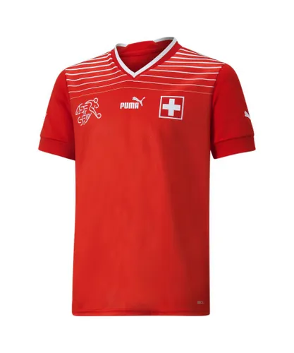 Puma Childrens Unisex Kids Switzerland Home 22/23 Replica Jersey - Red Polyester recycled