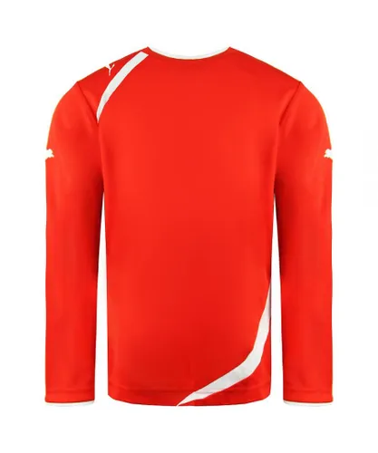 Puma Childrens Unisex United Long Sleeve Crew Neck Red White Juniors Football Shirt 700647 01
