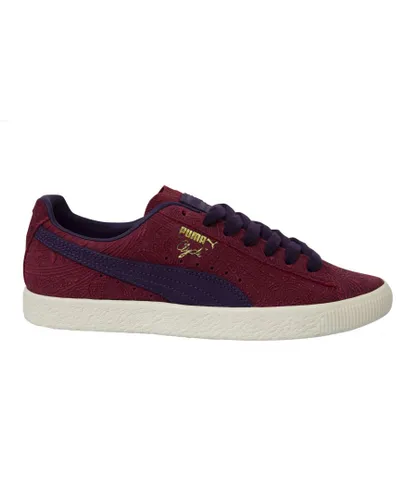Puma Classic Clyde Basket Paisley Leather Low Lace Up Mens Trainers 369279 01 - Red