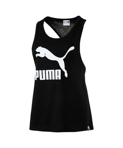 Puma Classic Logo Round Neck Black Sleeveless Womens Top 574990 01 Cotton
