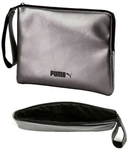 Puma Classic Womens Metallic Pouch Zip Up Clutch Bag Silver 075422 02 A44A Textile - One Size