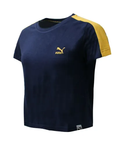 Puma Classics Structured Womens Tee T-Shirt Top Navy 575065 49 A16C