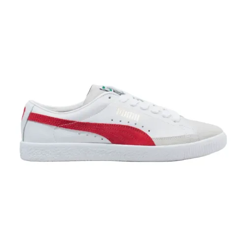 Puma , Clic Leather Basketball Sneakers ,White male, Sizes: