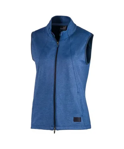 Puma Cloudspun Warm Up Vest Zip Up Blue Womens Sleeveless 595852 02