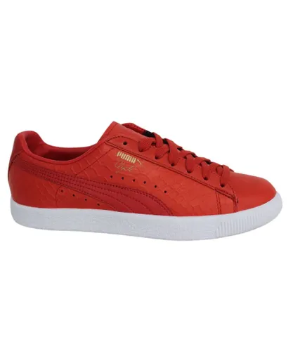 Puma Clyde Dressed Lace Up Red Leather Mens Trainers 361704 03 B67C