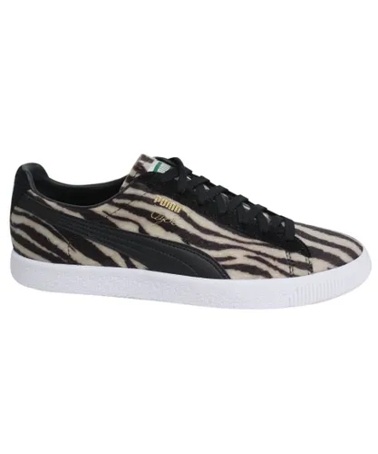 Puma Clyde Suits Oatmeal Black Lace Up Mens Faux Fur Trainers 363426 01 B43B