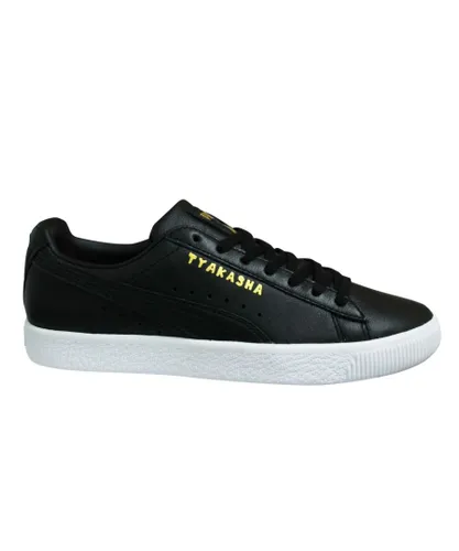 Puma Clyde TYAKASHA Black Leather Low Lace Up Casual Mens Trainers 368070 01