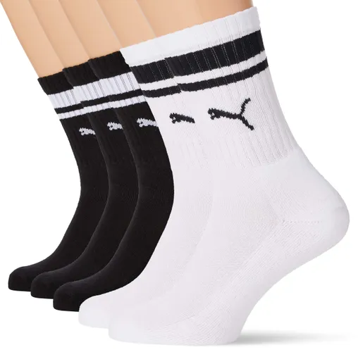 Puma Crew Sock, Black/White, 35/38 (Pack of 5)