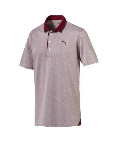 Puma Diamond Jaquard Burgundy Performance Fit Mens Golf Polo Shirt 576125 03