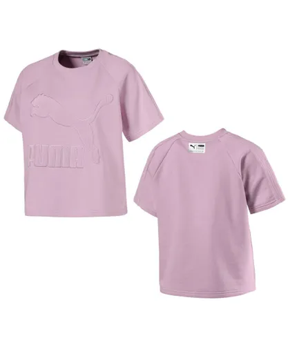 Puma Downtown Structured Womens Tee T-Shirt Top Purple 576728 46 A91B - Pink