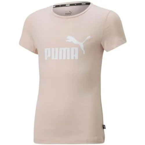 Puma  Ess Logo Tee JR  girls's Children's T shirt in Beige