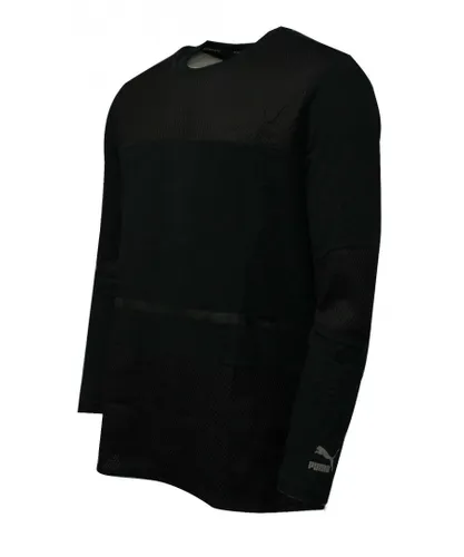 Puma Evo Bball Mens Dry Cell Long Sleeve Tee Top Black Mesh 571643 01 A8C Textile