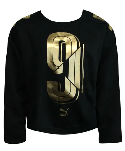 Puma Evo Number 9 Womens Pullover Sweatshirt Jumper Black 570383 01 A65B Textile