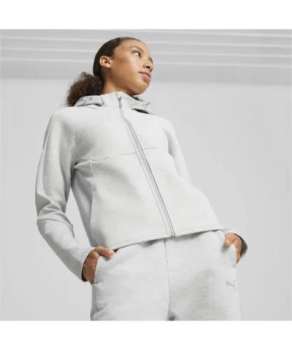 Puma EVOSTRIPE Womens Full-Zip Hoodie - Grey Cotton