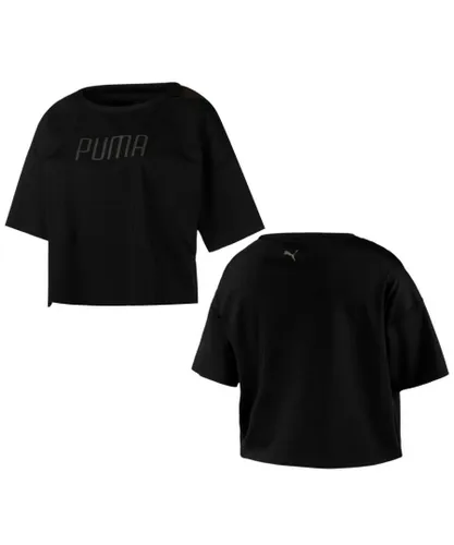 Puma Explosive Cut-Off Crop Top Crew Neck Womens T-Shirt Black 516736 01 A13B
