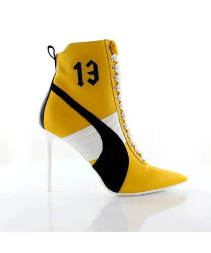 Puma Fenty by Rihanna 13 Yellow Black Leather Womens High Heel Shoes 363038 01