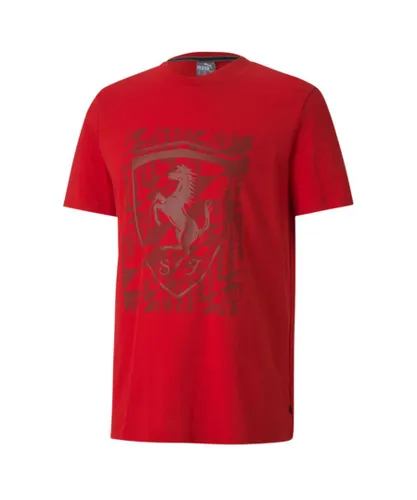 Puma Ferrari Big Sheild Tee Mens Graphic Logo T-Shirt Red 596127 02
