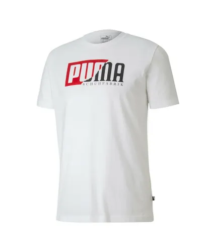 Puma Flock Graphic Tee Logo T-Shirt White - Mens