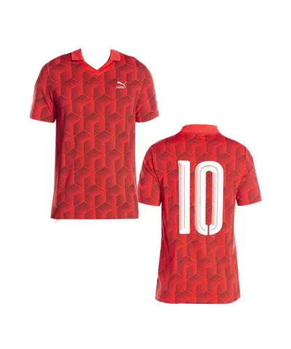 Puma Football Red T-Shirt - Mens Cotton