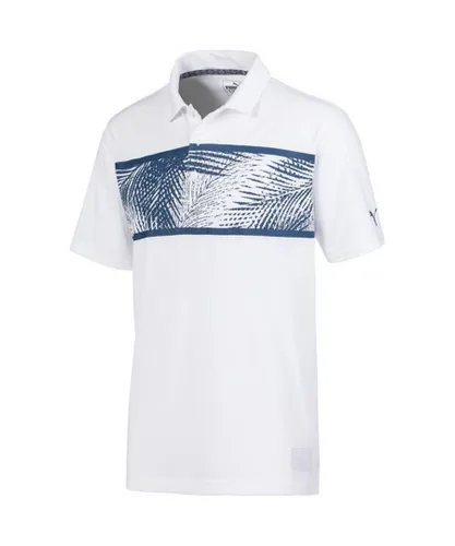 Puma Golf DryCell Performance Fit Palms Polo Short Sleeve Mens Top 596376 01 - White Cotton